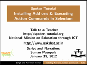 Installation of Add ons and selenium action commands